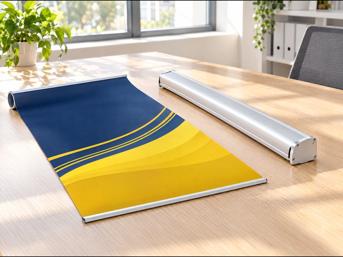 Neuer Roll-Up-Druck neben der Kassette