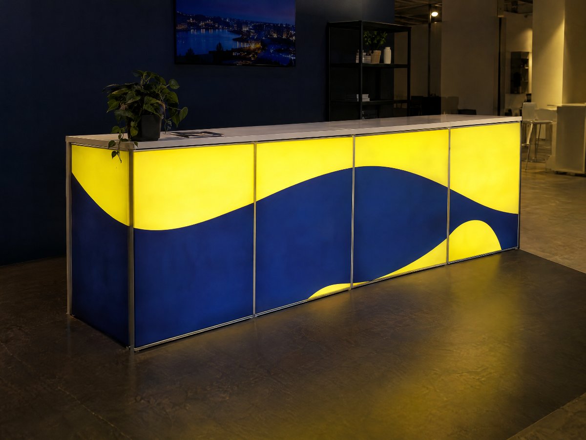 Leuchtende LED-Theke