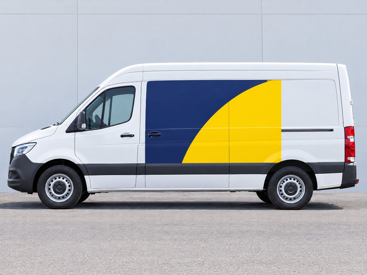 Bedruckte Folie auf einem Transporter
